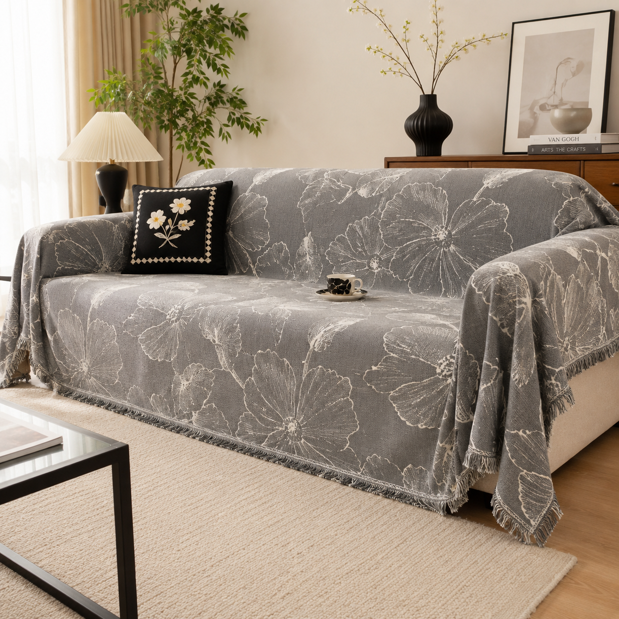 Chenille Floral Sofa Protector