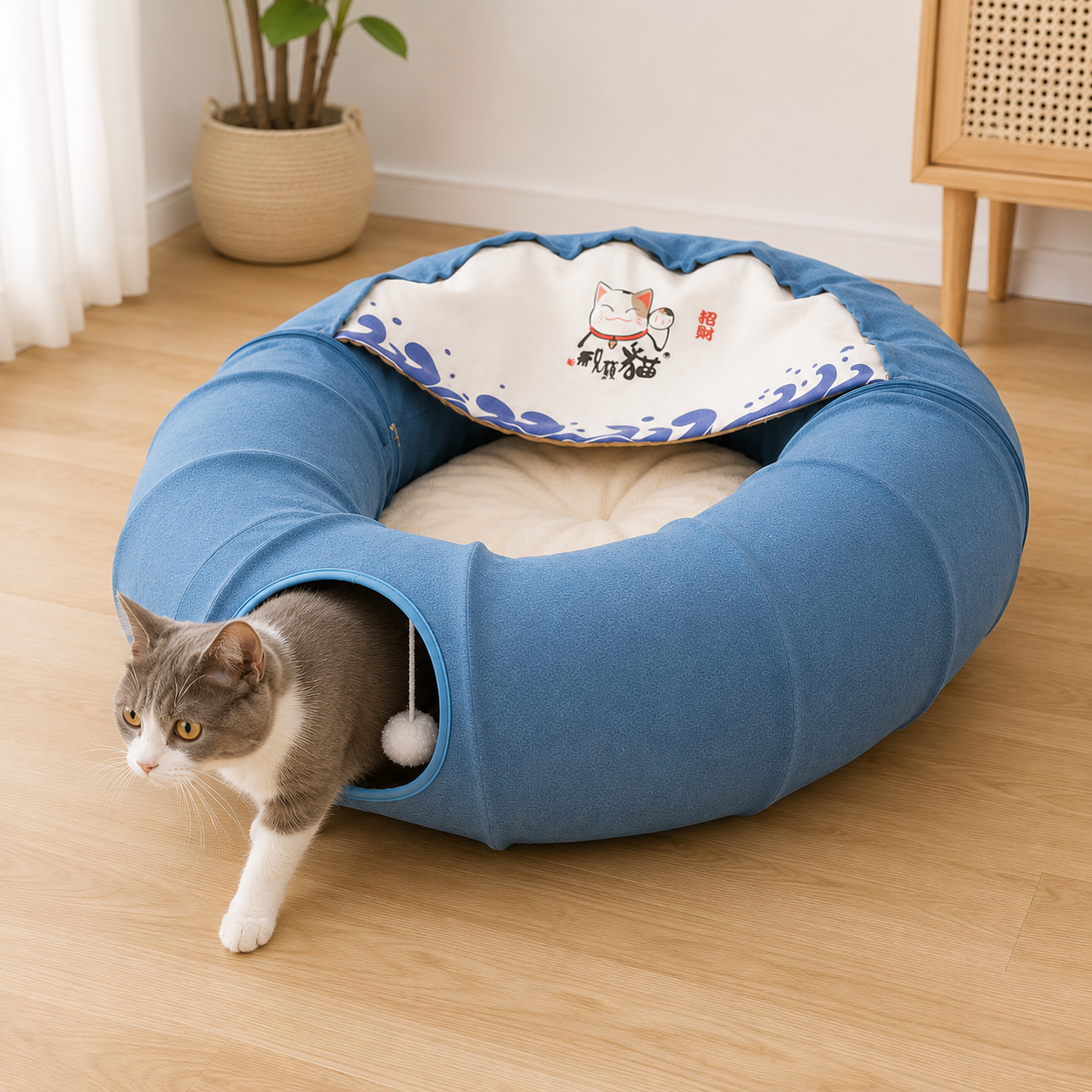 2-in-1 Cat Tunnel Bed