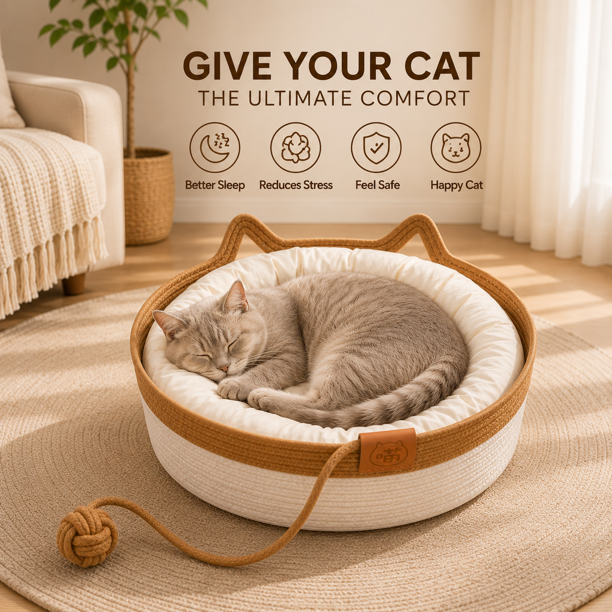 Cozy Cat Basket Bed