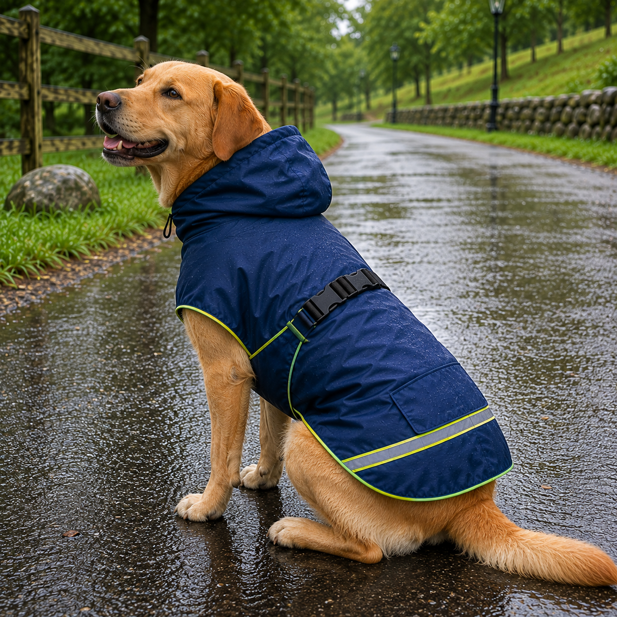 Hooded Reflective Dog Raincoat
