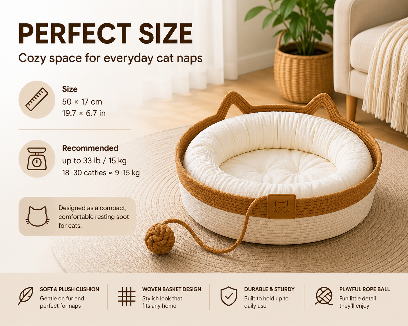 Cozy Cat Basket Bed