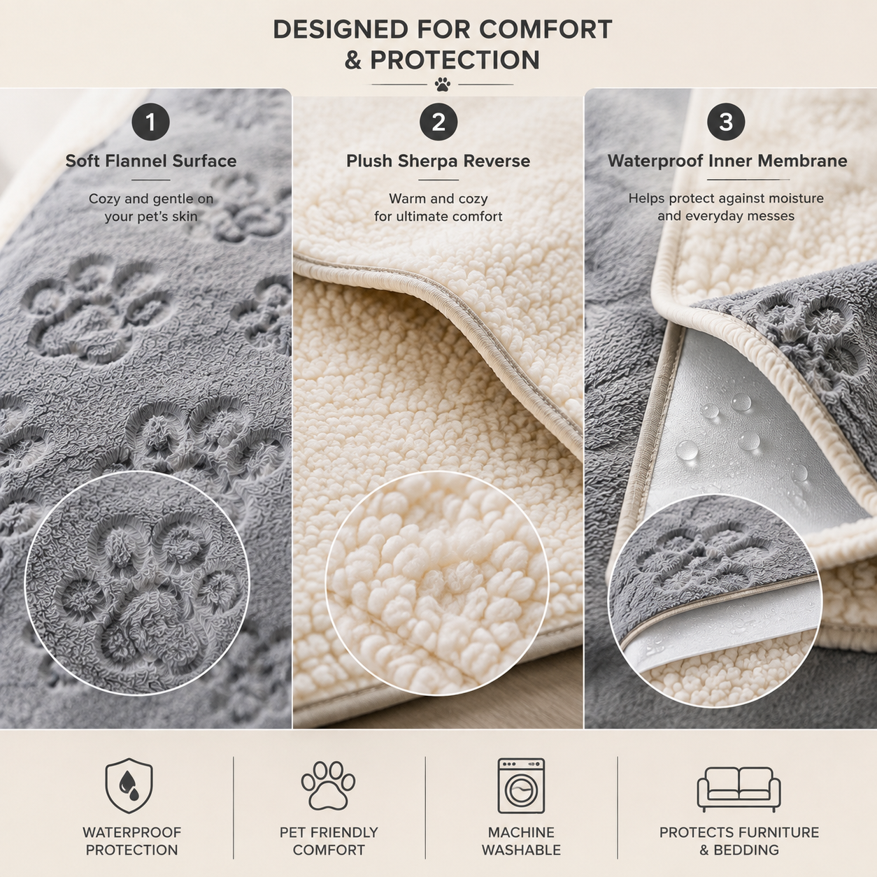 Reversible Waterproof Pet Blanket