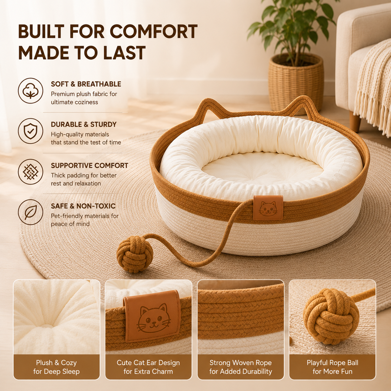 Cozy Cat Basket Bed