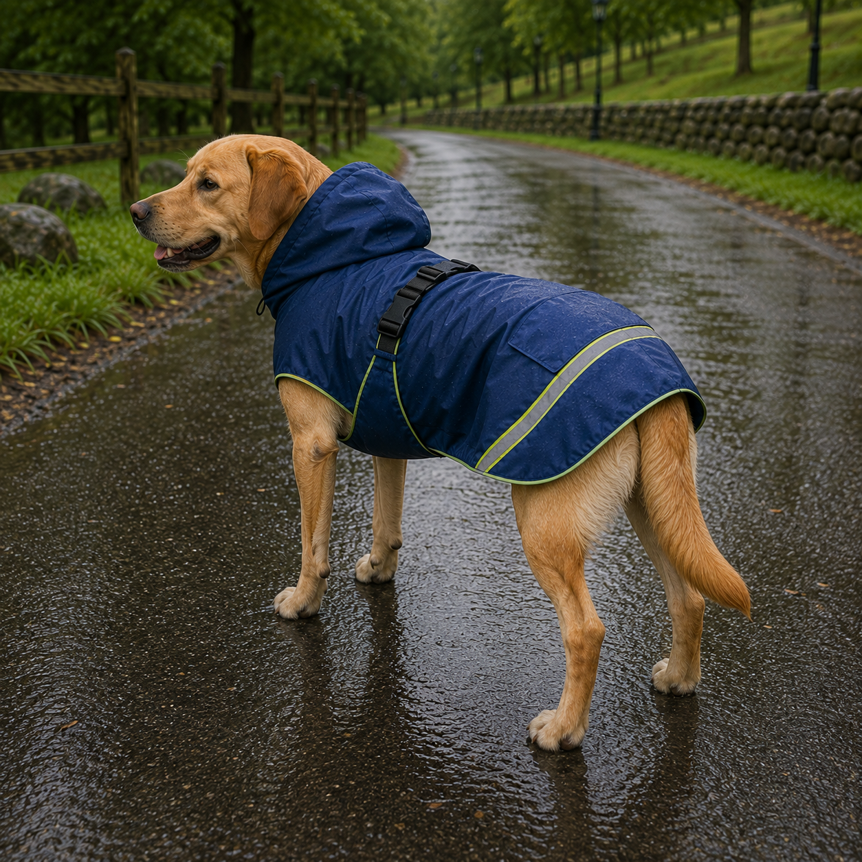 Hooded Reflective Dog Raincoat