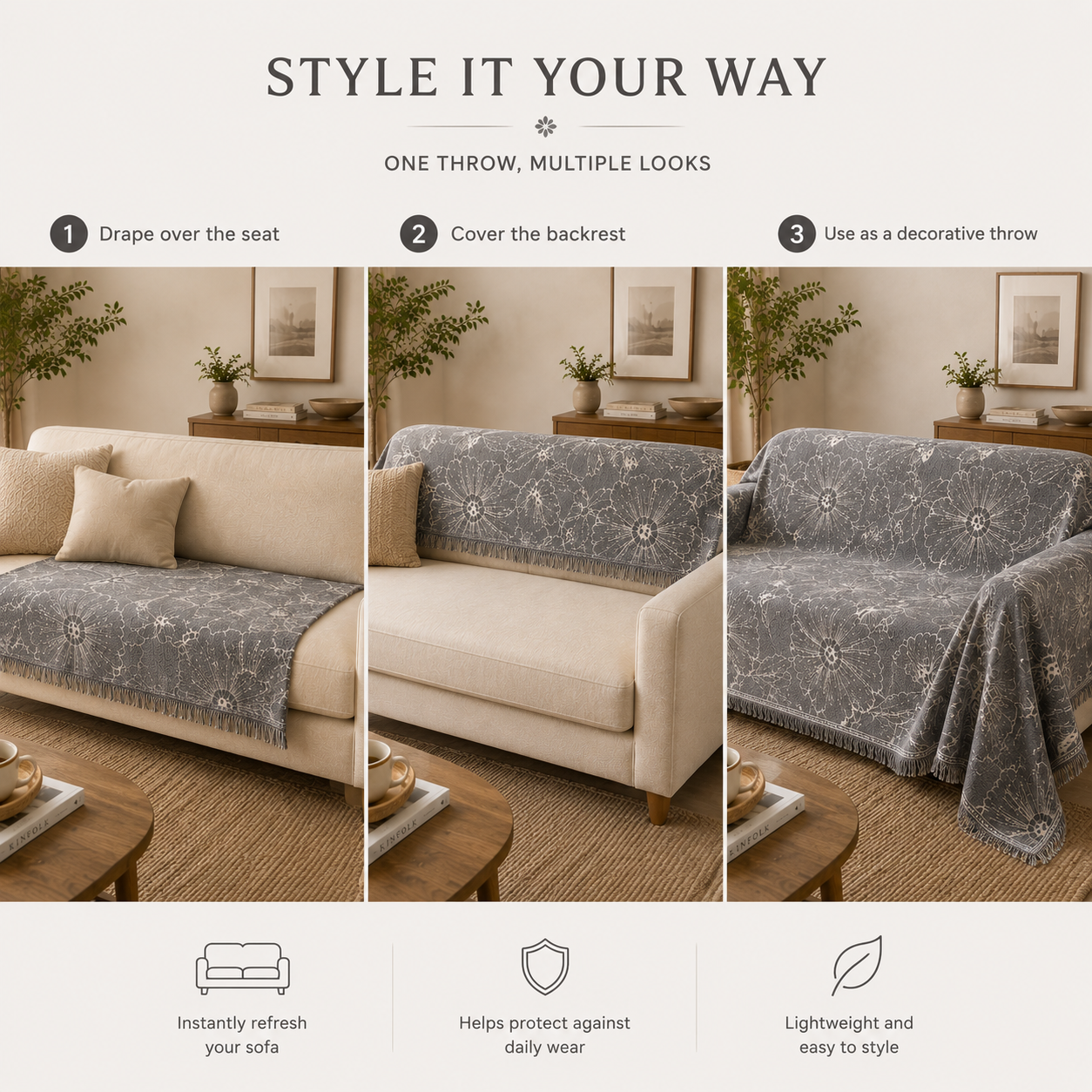 Chenille Floral Sofa Protector