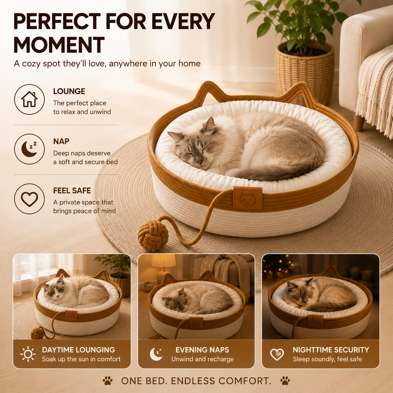 Cozy Cat Basket Bed