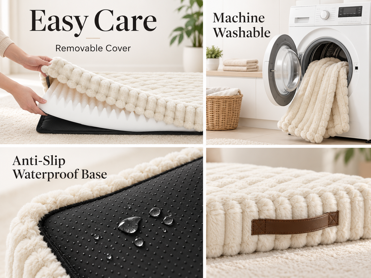 Pavory dog bed with removable machine-washable cover and anti-slip waterproof base.
