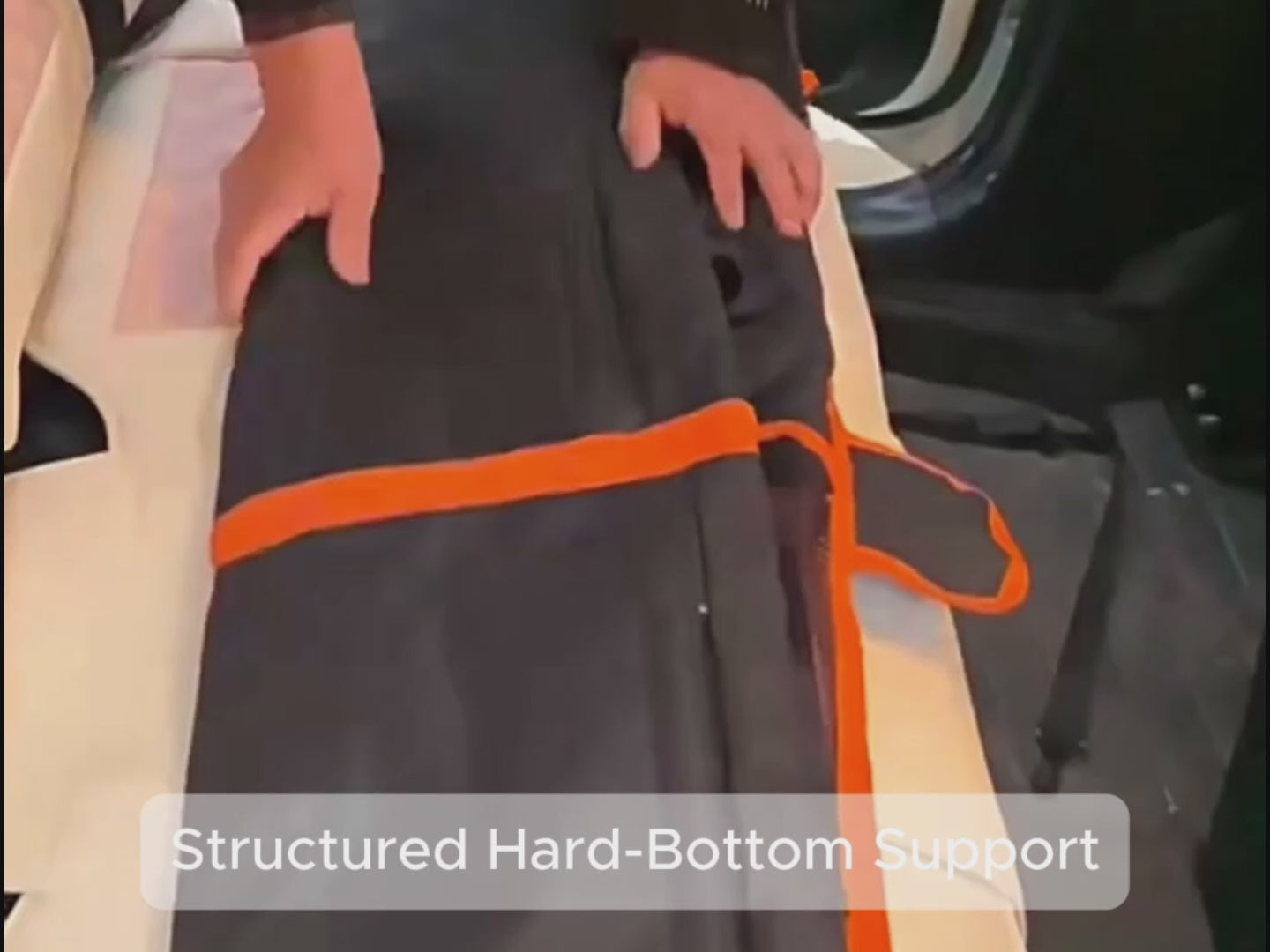 Pavory hard-bottom dog car seat cover demonstrated in a vehicle rear seat